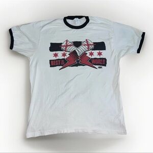 Cm Punk Men's White T-Shirt AEW Wrestling 'Best in the World' Ringer, Size Large